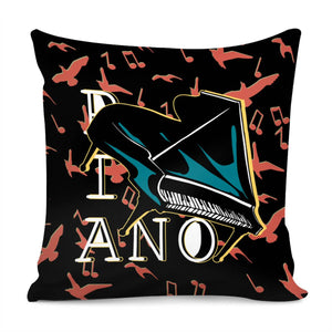 Piano And Crows And Fonts And Musical Notes Pillow Cover