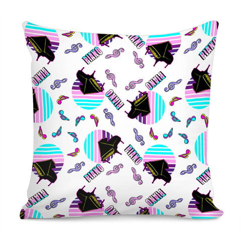 Image of Piano And Geometry And Fonts And Notes Pillow Cover