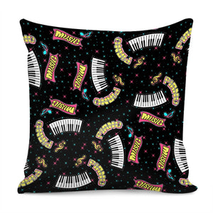 Piano And Geometry And Fonts And Notes Pillow Cover