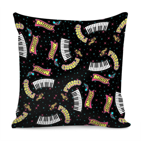 Image of Piano And Geometry And Fonts And Notes Pillow Cover