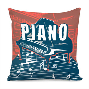 Piano And Geometry And Fonts And Notes Pillow Cover