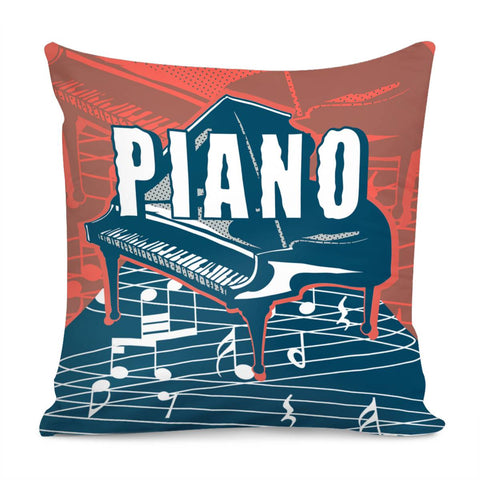 Image of Piano And Geometry And Fonts And Notes Pillow Cover