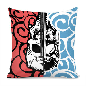 Guitar And Cymbals And Fonts And Patterns Pillow Cover