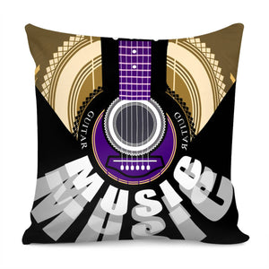 Guitar And Reflection And Fonts And Patterns Pillow Cover