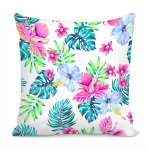 Fancy Tropical Floral Pattern Pillow Cover