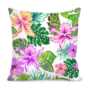 Fancy Tropical Floral Pattern Pillow Cover