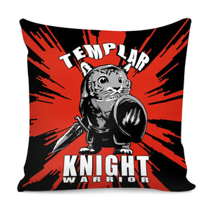 Knight And Animal And Font And Splashes Pillow Cover