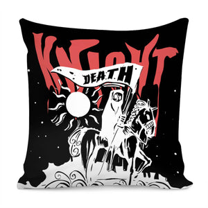 Knight And Skull And Font And Geometry And Sun Pillow Cover