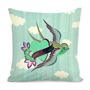 Clouds And Swallows Pillow Cover