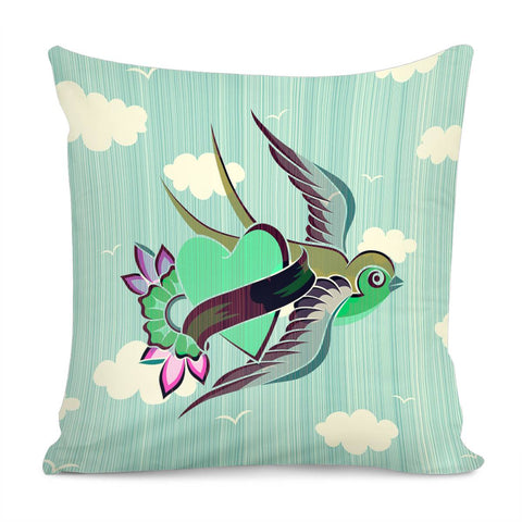 Image of Clouds And Swallows Pillow Cover