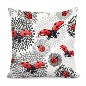 Watercolor Ladybug Pillow Cover