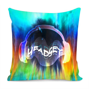 Font And Punk And Symbols And Headphones Pillow Cover