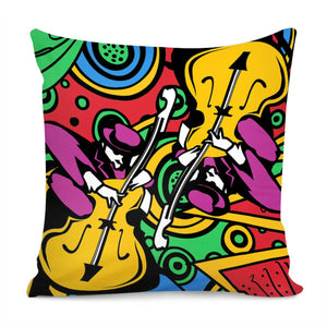 Abstract Painting And Cello And Color And Geometry Pillow Cover