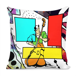 Abstract Painting And Cello And Color And Geometry Pillow Cover