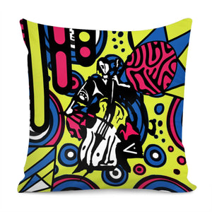 Abstract Painting And Cello And Color And Geometry Pillow Cover