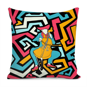 Abstract Painting And Cello And Color And Geometry Pillow Cover