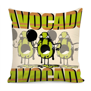 Avocado And Font With Graffiti And Geometry Pillow Cover