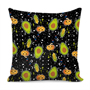 Avocado With Pumpkin And Corn And Graffiti And Polka Dots And Moon And Flowers Pillow Cover