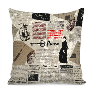 Retro Newspaper Pillow Cover