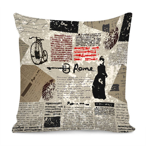 Image of Retro Newspaper Pillow Cover