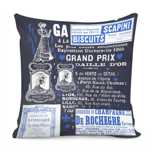 Vintage Newspaper And Font And Color Blocks And Geometry Pillow Cover