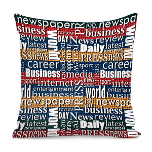 Vintage Newspaper And Font And Color Blocks And Geometry Pillow Cover
