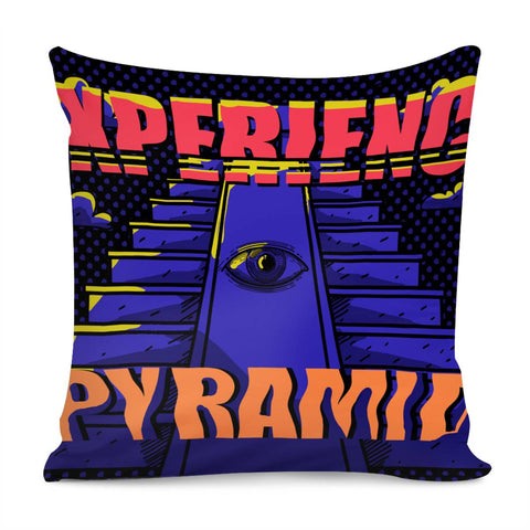 Image of Pyramids And Fonts And Polka Dots And Light And Clouds Pillow Cover