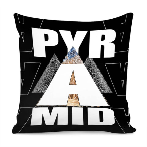 Image of Pyramid And Font And Geometry And Lines Pillow Cover