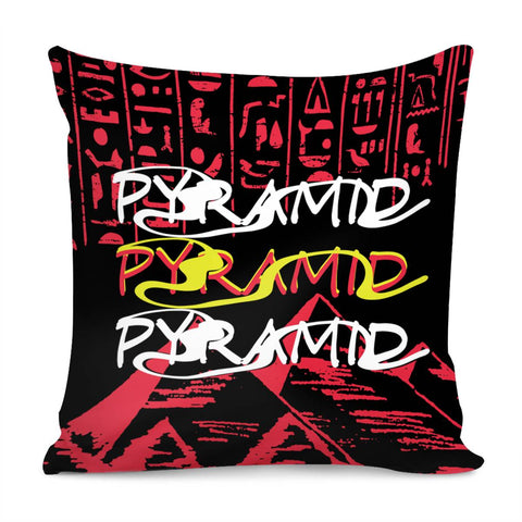 Image of Pyramids And Fonts And Egyptian And Lines Pillow Cover