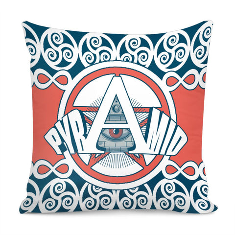 Image of Pyramids And Fonts And Egyptian And Lines And Textures Pillow Cover