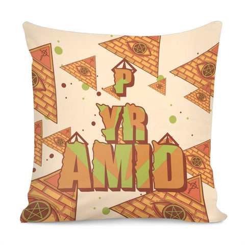 Image of Pyramids And Fonts And Egyptian And Polka Dots Pillow Cover