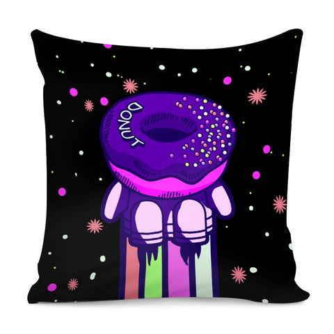 Image of Donuts And Rockets And Stars And Flowers And Rainbow Pillow Cover