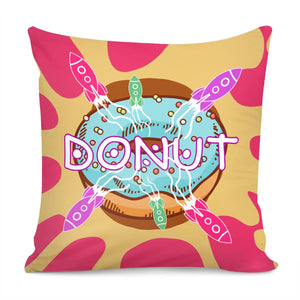 Donuts And Rockets And Splatters And Candies Pillow Cover