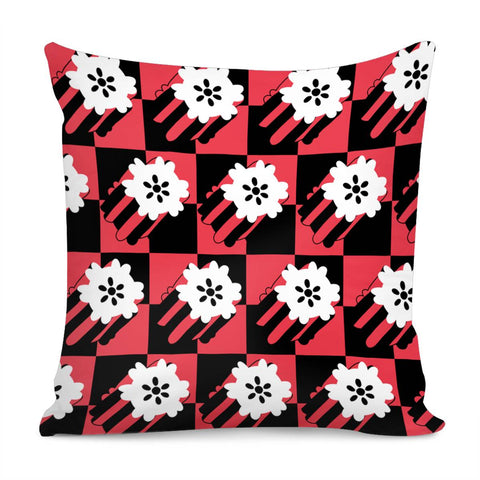 Image of Chess And Flowers And Leaves And Silhouettes Pillow Cover