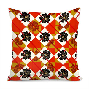 Chess And Flowers And Leaves And Silhouettes Pillow Cover