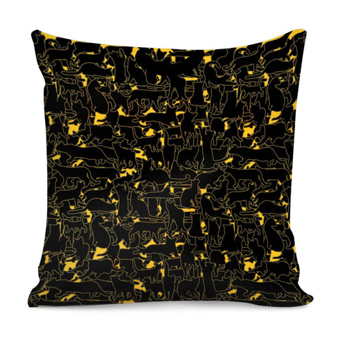 Image of Cat And Camouflage And Geometry Pillow Cover