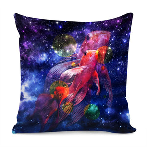 Goldfish And Starry Sky And Bubbles Pillow Cover