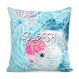 Goldfish And Ripples And Font And Bubbles Pillow Cover