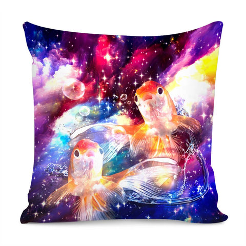 Image of Goldfish And Starry Sky And Bubbles And Water Drops Pillow Cover