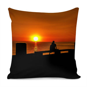 Romantic Coastal Urban Scene, Montevideo, Uruguay Pillow Cover