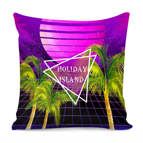 Image of Tropical Island With Coconut Trees Pillow Cover