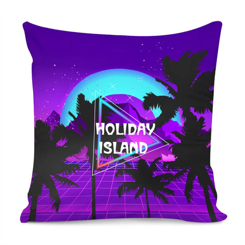 Image of Tropical Island With Coconut Trees Pillow Cover