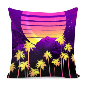 Tropical Island With Coconut Trees Pillow Cover