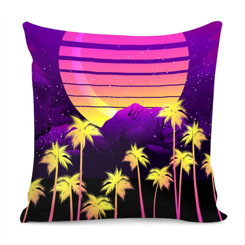 Image of Tropical Island With Coconut Trees Pillow Cover