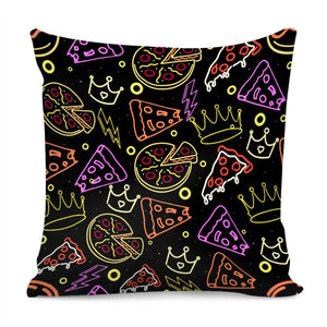 Pizza And Diadem With Meat And Vegetables And Polka Dots Pillow Cover