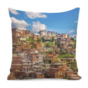 Favelas At Hill, Medellin, Colombia Pillow Cover