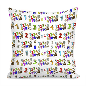 Cartoon Style Numbers Motif Pattern Pillow Cover