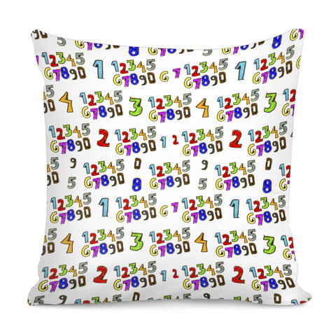 Image of Cartoon Style Numbers Motif Pattern Pillow Cover