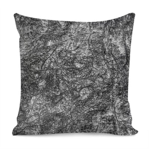 Black And White Organic Texture Print Pillow Cover