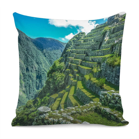 Image of Terraces Of Macchu Pichu City, Cusco - Peru Pillow Cover